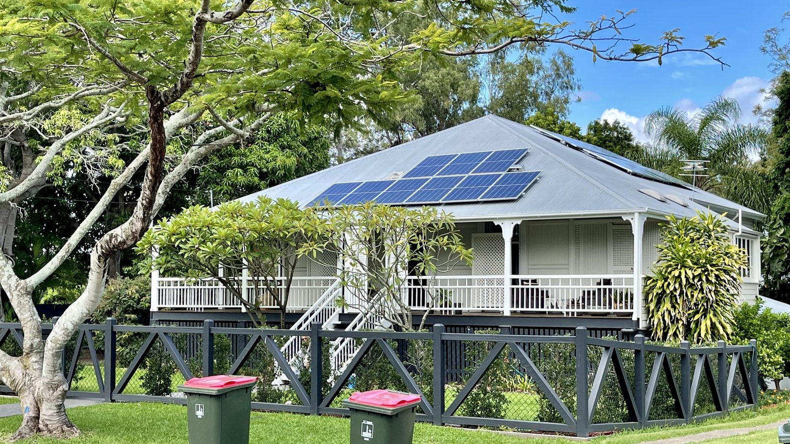 A Queenslander home in Corinda, Brisbane, with solar panels on its roof