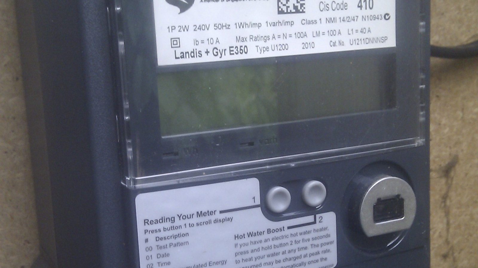 A Victorian household electricity smart meter